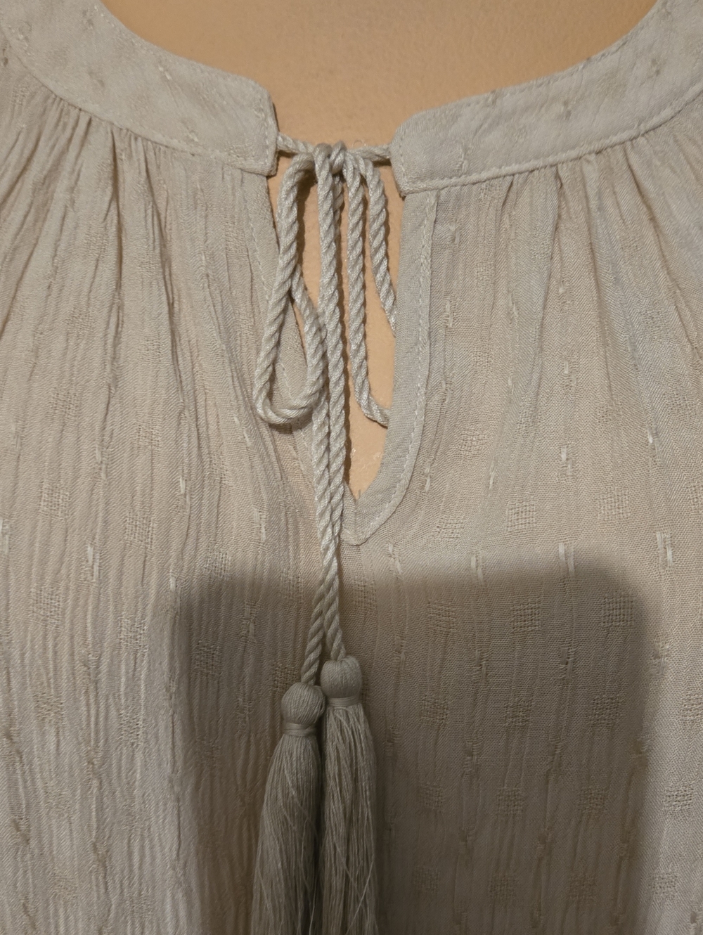 BCX Sand Color Lightweight Textured Blouse - Picture 7 of 8